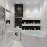 עיצוב חדר אמבטיה שחור לבן עם לבן דומיננטי