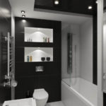 עיצוב חדר אמבטיה בשילוב אסלה בשחור לבן