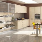 Beige kitchen glossy floor