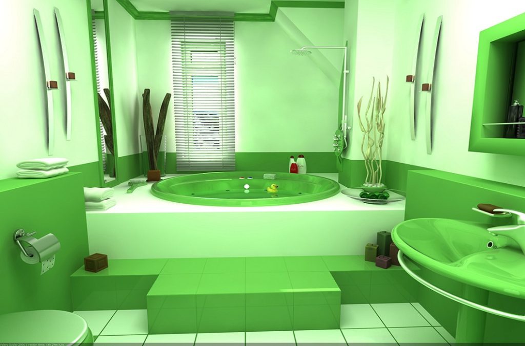 חדר אמבטיה גדול עם צבעים עליזים