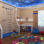 ديكور سقف غرفة الأطفال مع سماء نجمية