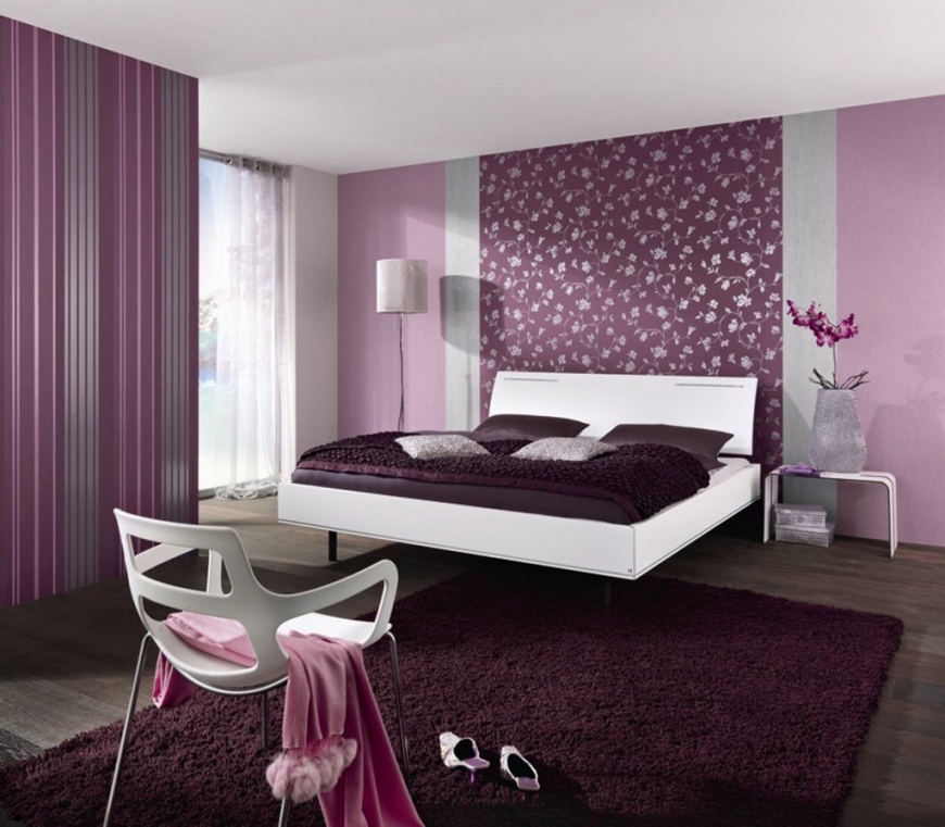 Bedroom decor combination of different wallpapers