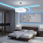 Backlit neon hi-tech bedroom decor