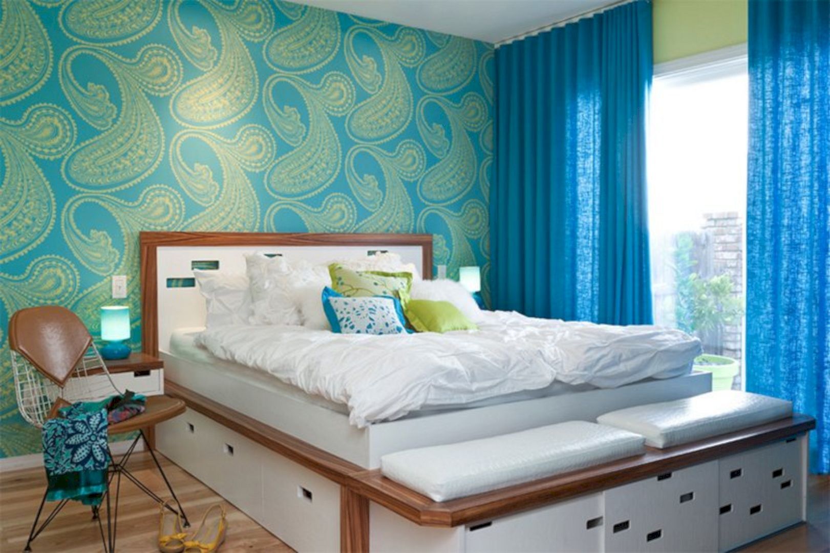 Decor of a bedroom wall-paper from a nonwoven