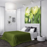 Decor bedroom panel with photo wallpaper