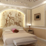 עיצוב חדר שינה בסגנון האימפריה עם תבליט בסיס