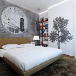 Decor loft style bedroom in gray colors