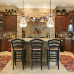 Decorative stone in the kitchen in the country style arch for hoods over cooking