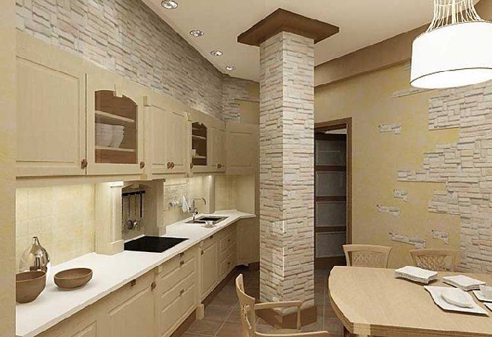 dekoratyvinis akmuo virtuvės sienų apdailai