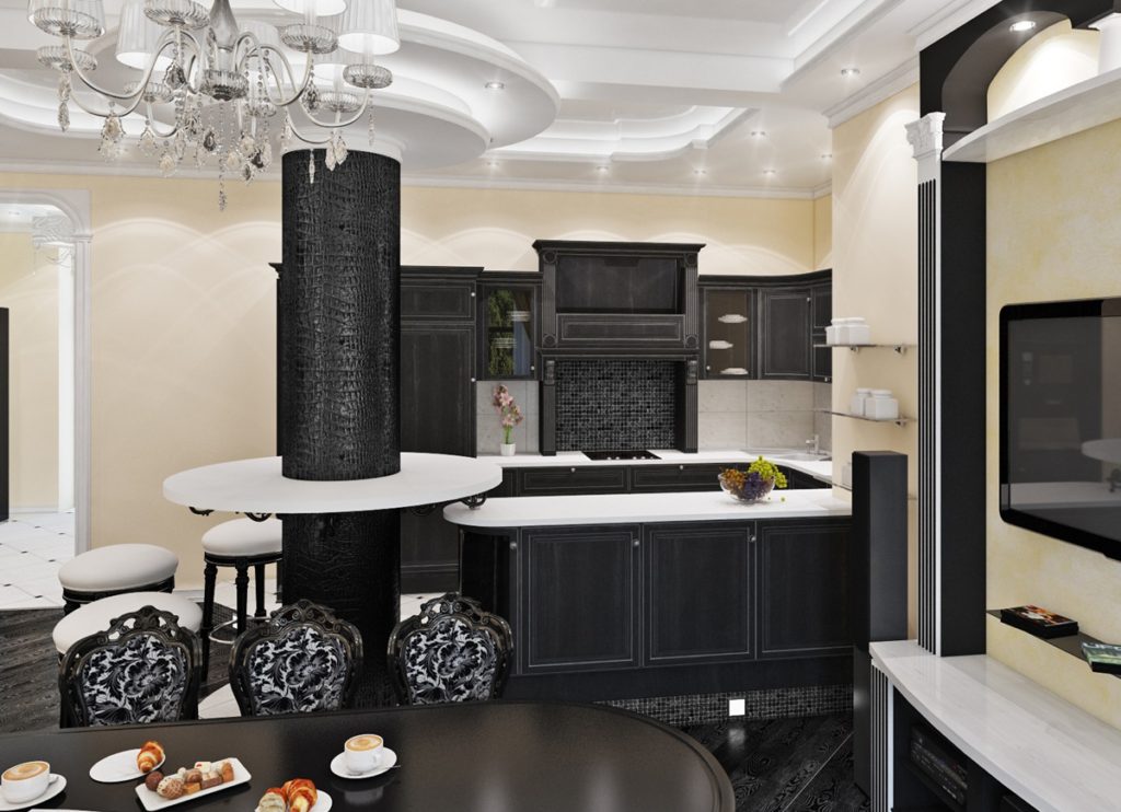Rekaan dapur moden dan hitam art deco hitam