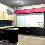 Design de cozinha de estilo moderno com azulejos decorativos.