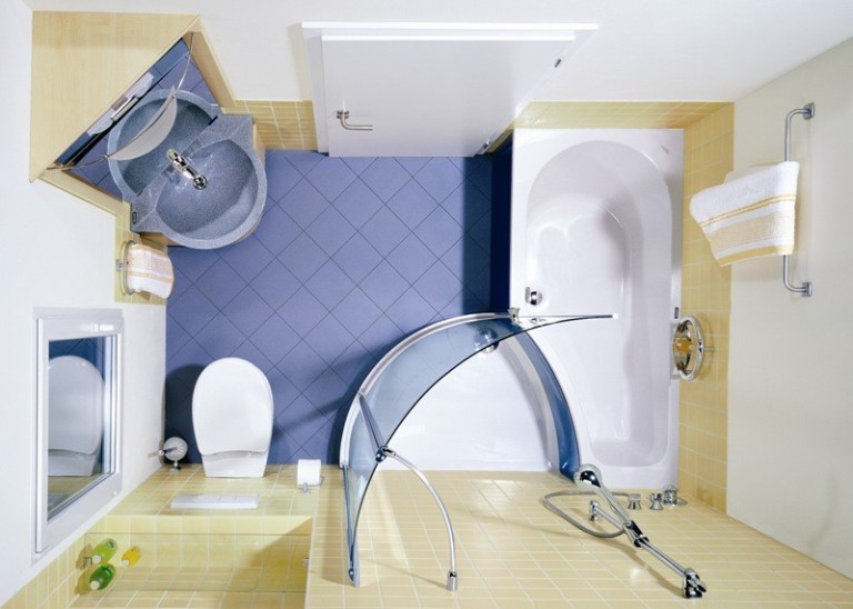 Thiết kế phòng tắm vòi sen 6 mét vuông kết hợp với bồn tắm