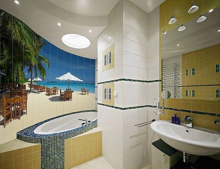 Thiết kế phòng tắm 6 mét vuông có in ảnh