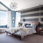 Wall decoration in the bedroom wallpaper with horizontal stripes