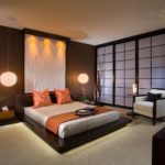 Japon tarzı yatak odası duvar dekorasyonu