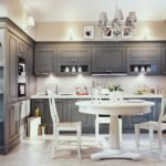 Căști de bucătărie în stil clasic cu paletă gri