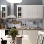 Gray kitchen palette with a white set