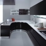 Gray kitchen palette with a black set
