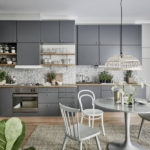 Gray palette of kitchen in bright colors