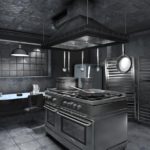 Grijs palet van keuken in donkere kleuren