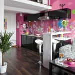 Phối màu nội thất nhà bếp màu tím và đen