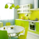 Combinazione di colori interni cucina verde smeraldo giallo limone