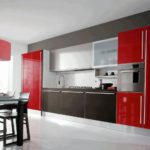 Combinazione di colori interni cucina rosso e nero