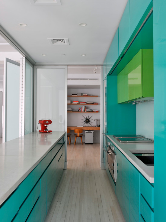 bright design narrow kitchen