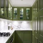 siauras virtuvės dizaino žalias rinkinys