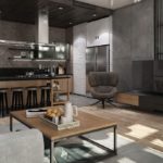 design soggiorno cucina 18 m2 soppalco