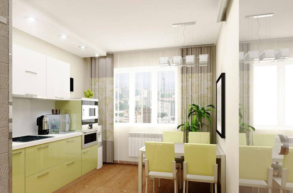 bucătărie alb-verde
