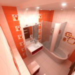 העיצוב של חדר האמבטיה בצבע לבן-כתום של חרושצ'וב