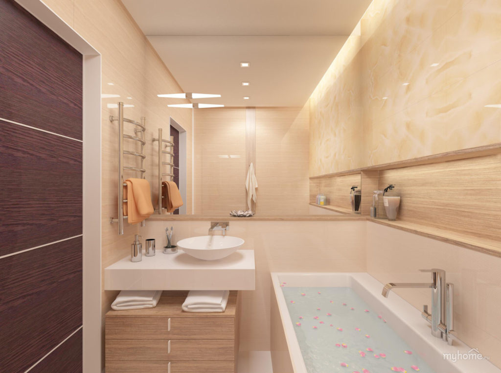 העיצוב של חדר האמבטיה ברקע בז 'חרושצ'וב