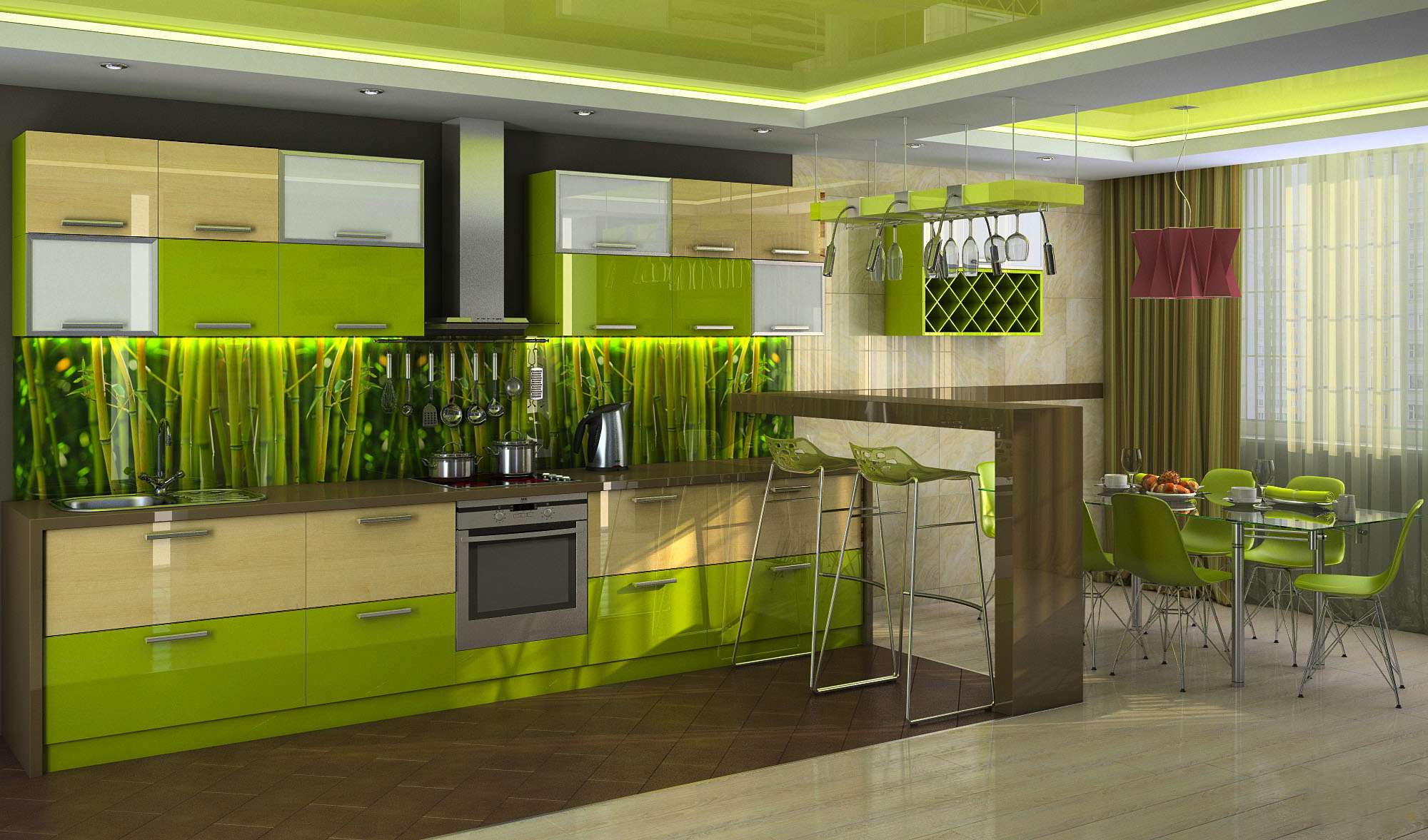 зелена декорация на кухнята