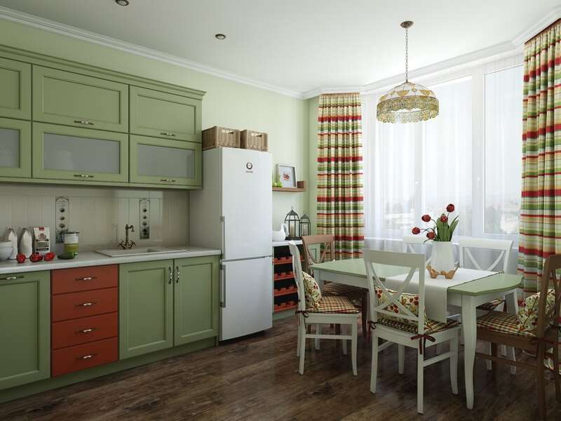 cortines verdes de cuina