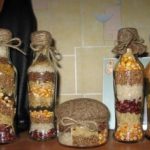Amatai, skirti virtuvei „pasidaryk pats“ garbanoti buteliukai su grūdais