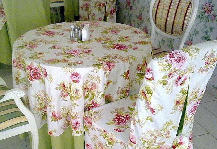 DIY virtuves piederumi Provence krēslu pārvalki un galdauti