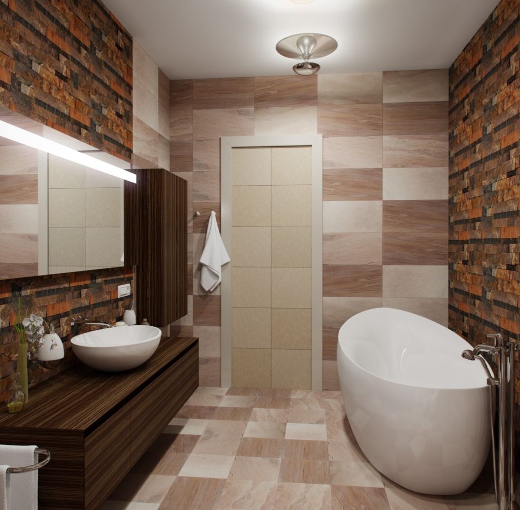 Phòng tắm lát gạch thiết kế hiện đại