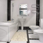 Thiết kế hiện đại phòng tắm lát gạch trắng và đen