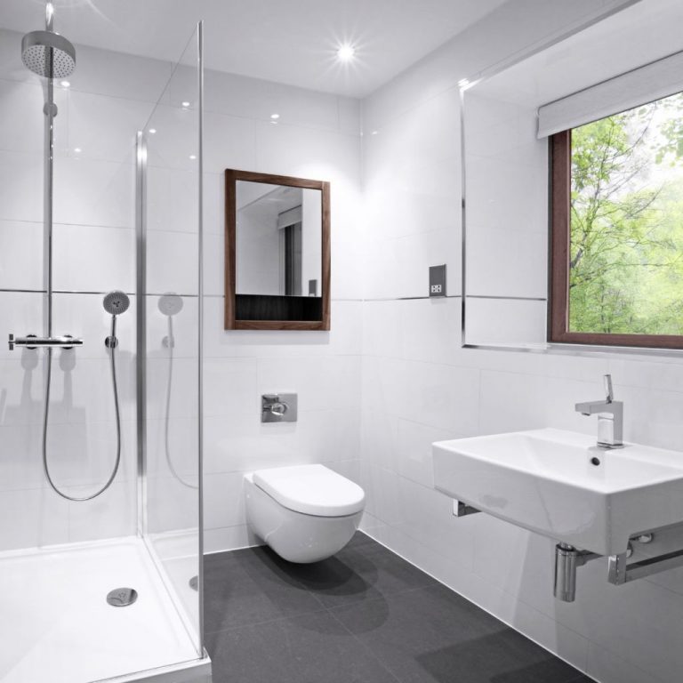 עיצוב מודרני של חדר האמבטיה בסגנון הכללי של הבית