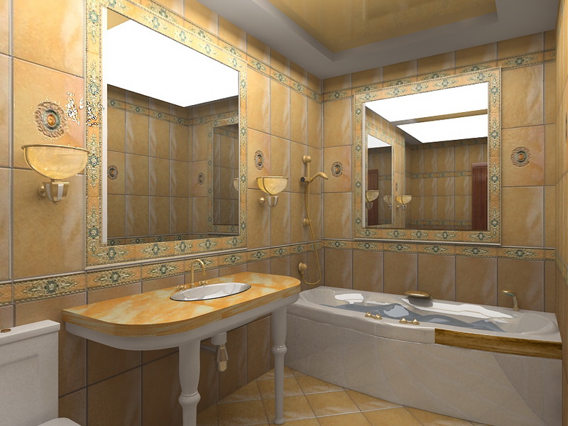 gương phòng tắm thiết kế hiện đại trên tường