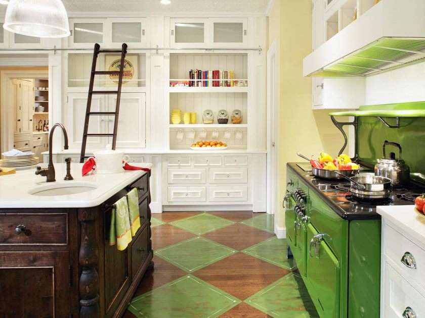 elegante cocina verde