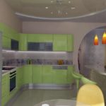 light green tones of the kitchen