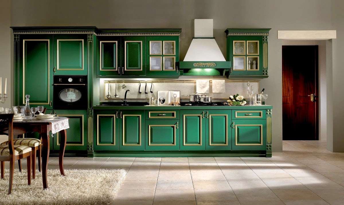 cuina de color verd fosc