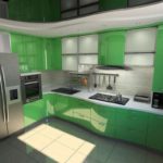 žalios virtuvės interjero nuotrauka