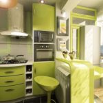 žalios virtuvės idėjų interjeras