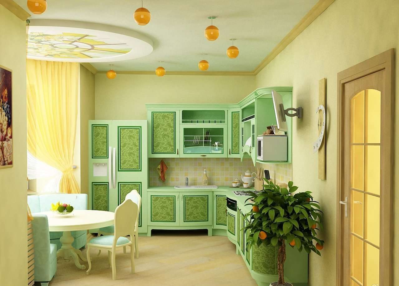 снимка в зелена кухня