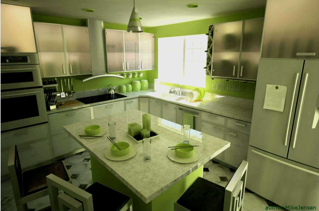 vihreä keittiö
