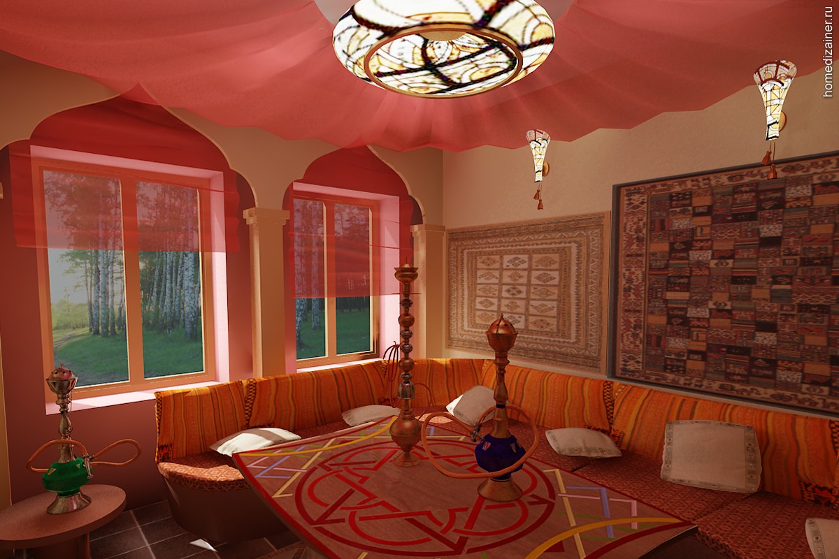 orientaliskt stil kök fönster