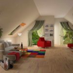 Möglichkeit eines hellen Schlafzimmers auf dem Dachbodenfoto